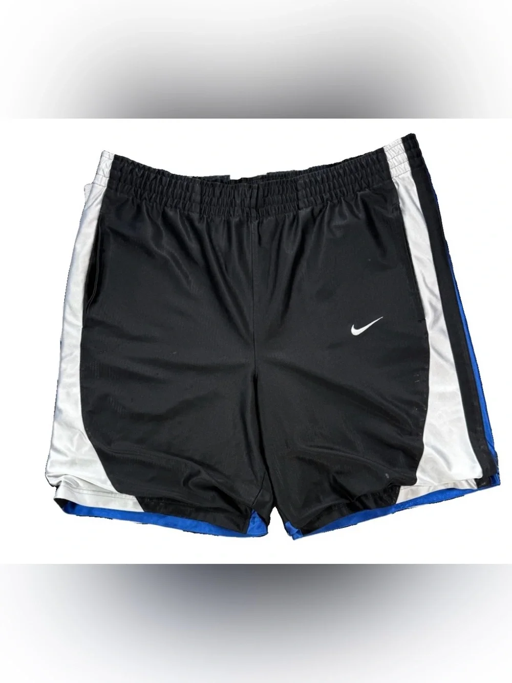 Vintage Y2K Nike Basketball Shorts Men's Large Black Blue Dazzle Heavyweight